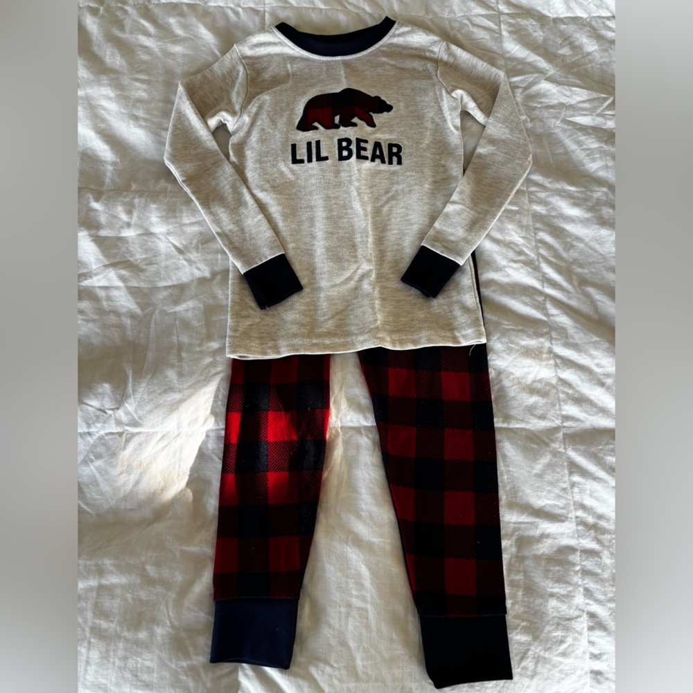 Boys small Christmas winter pajama set lil bear Small 6